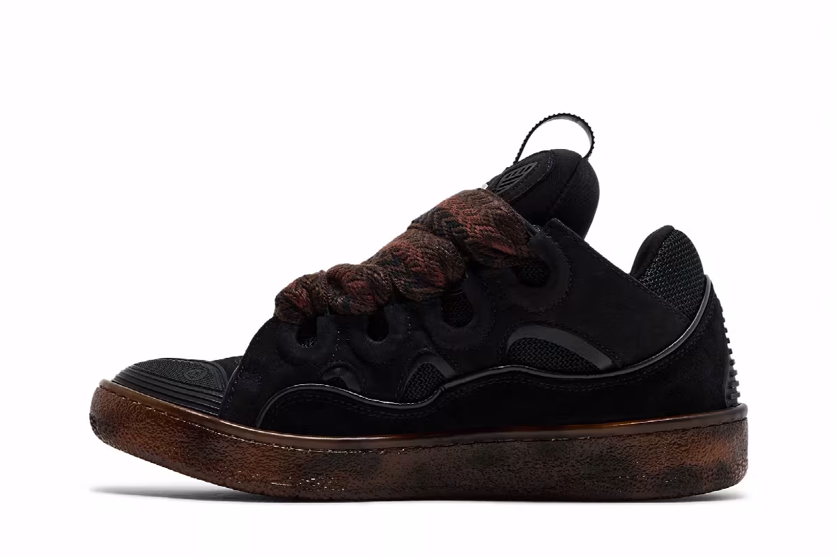 Lanvin Women's Curb Sneaker Black Chocolate Brown, view 4