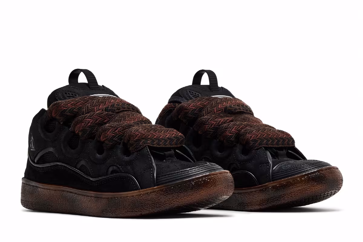 Lanvin Women's Curb Sneaker Black Chocolate Brown, view 9