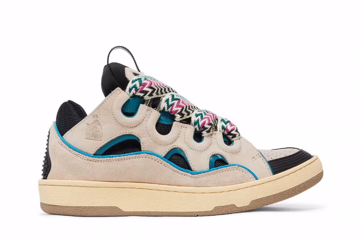 Lanvin Curb Sneakers Ecru Black, view 2