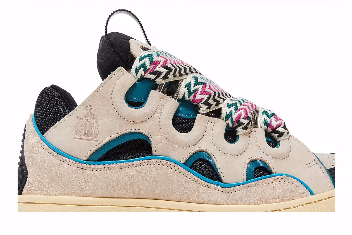 Lanvin Curb Sneakers Ecru Black, view 3