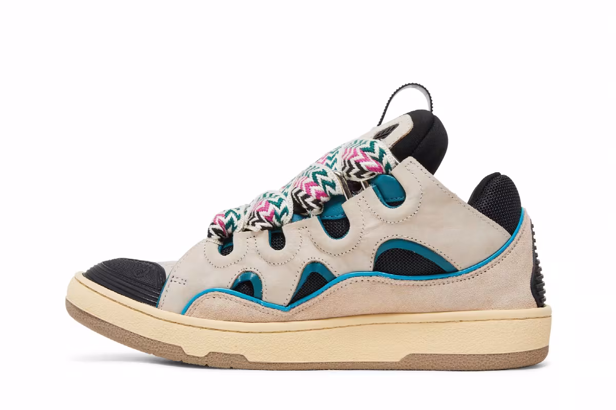 Lanvin Curb Sneakers Ecru Black, view 4