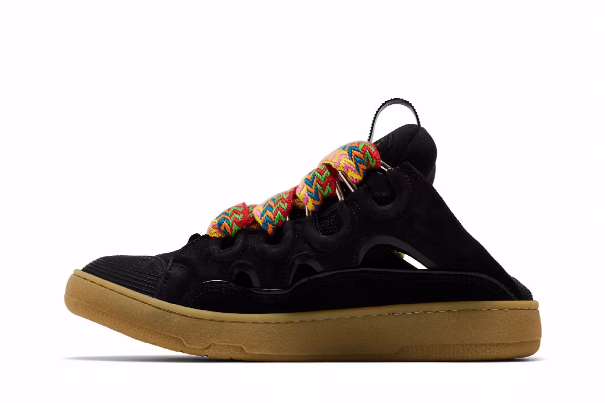 Lanvin Curb Mule Black Multi Laces, view 4