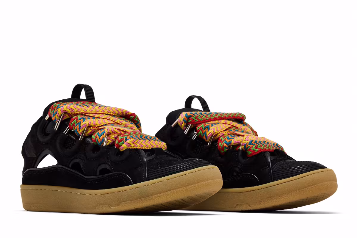 Lanvin Curb Mule Black Multi Laces, view 9