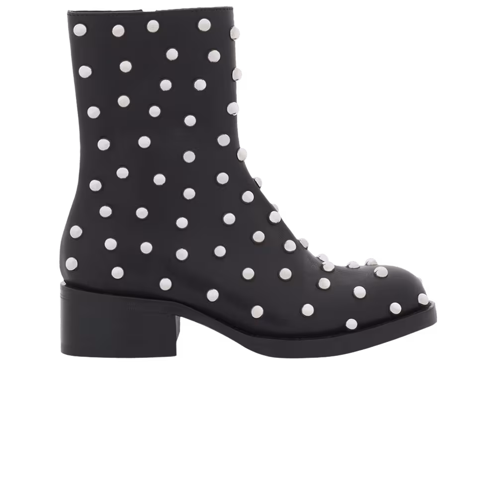 Lanvin Women's Medley Studded Leather Ankle Boot Black Silver
