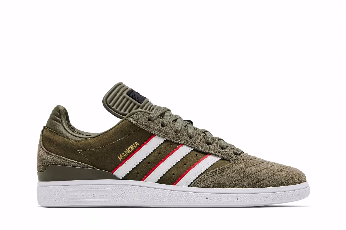 Dan Mancina x adidas Busenitz Olive Strata Red, view 2