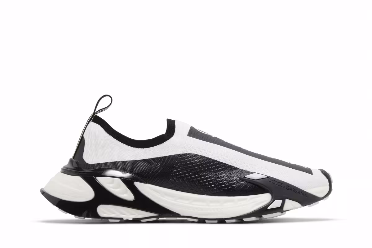 Dolce & Gabbana Stretch Mesh Fast Sneaker White Black, view 2