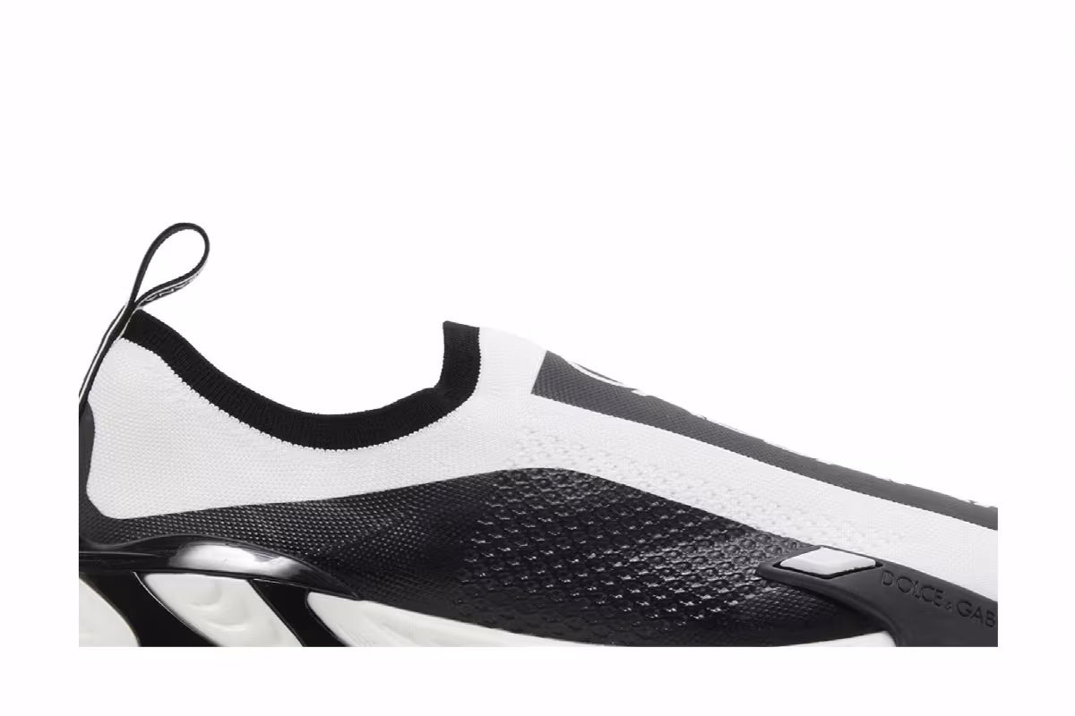 Dolce & Gabbana Stretch Mesh Fast Sneaker White Black, view 3