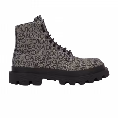 Dolce & Gabbana Combat Boot 'Allover Logo - Marrone'
