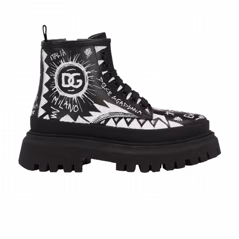 Dolce & Gabbana Combat Boot Kids 'Black Graffiti'