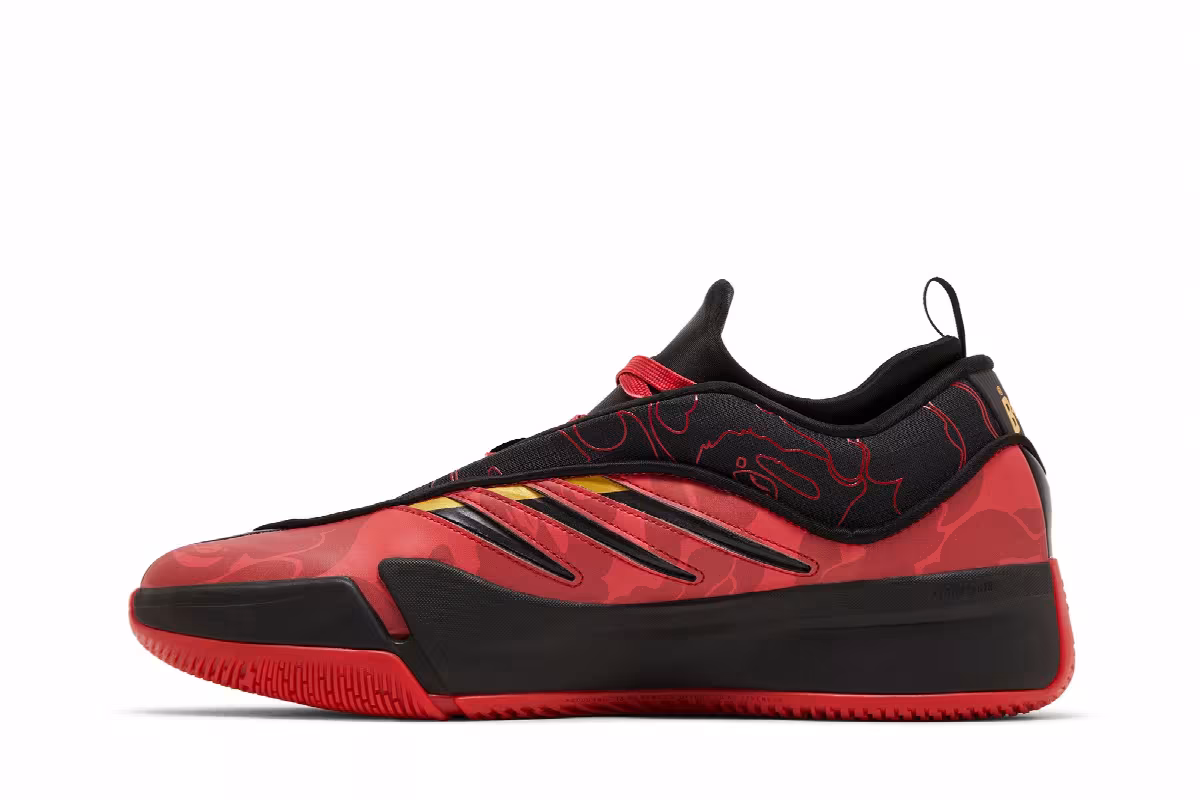 BAPE x adidas Dame 9 Black Scarlet, view 4