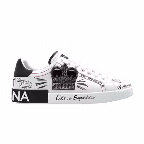 Dolce & Gabbana Rhinestone Crown Sneaker 'Black White'