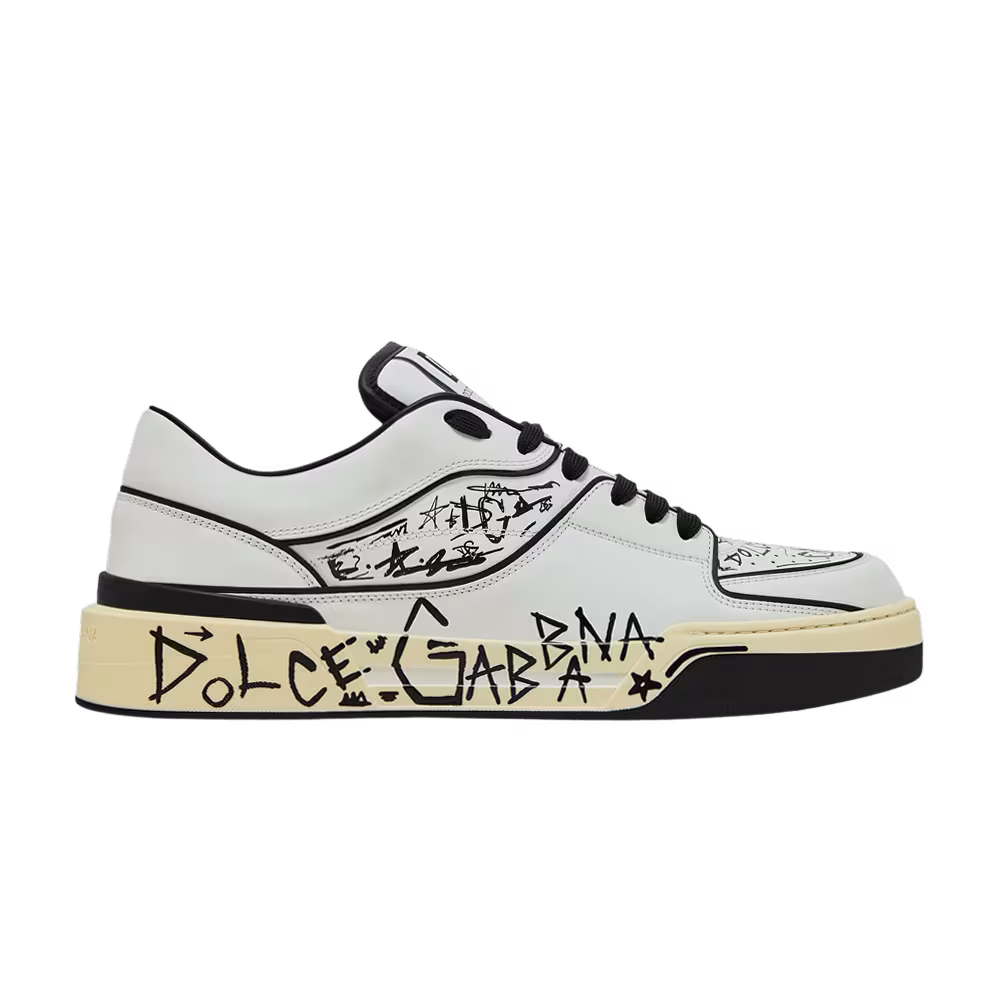 Dolce & Gabbana New Roma Low Allover Graffiti - White