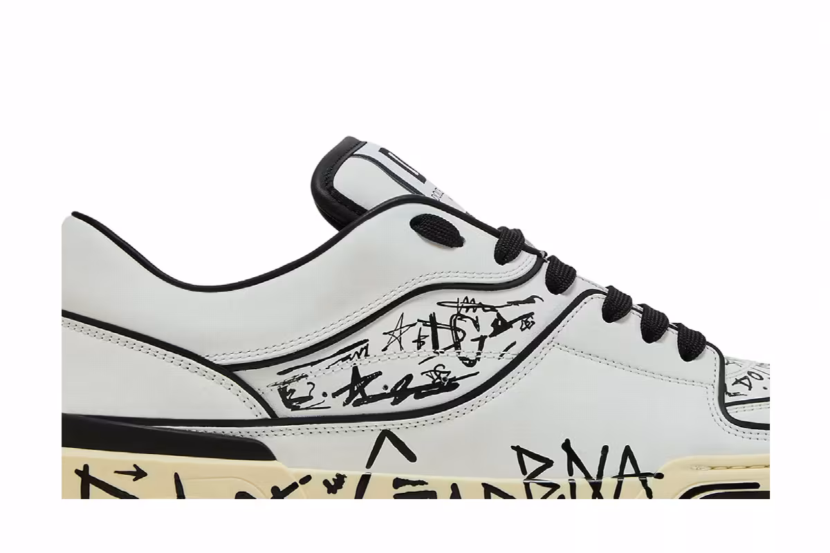 Dolce & Gabbana New Roma Low Allover Graffiti - White, view 3