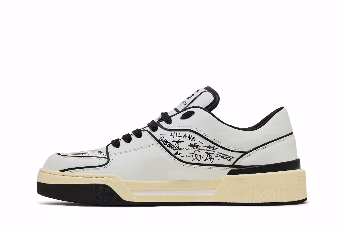 Dolce & Gabbana New Roma Low Allover Graffiti - White, view 4