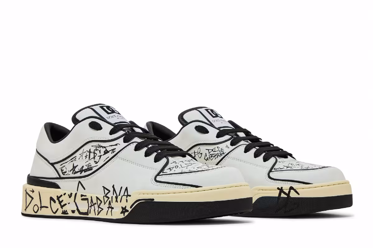 Dolce & Gabbana New Roma Low Allover Graffiti - White, view 9