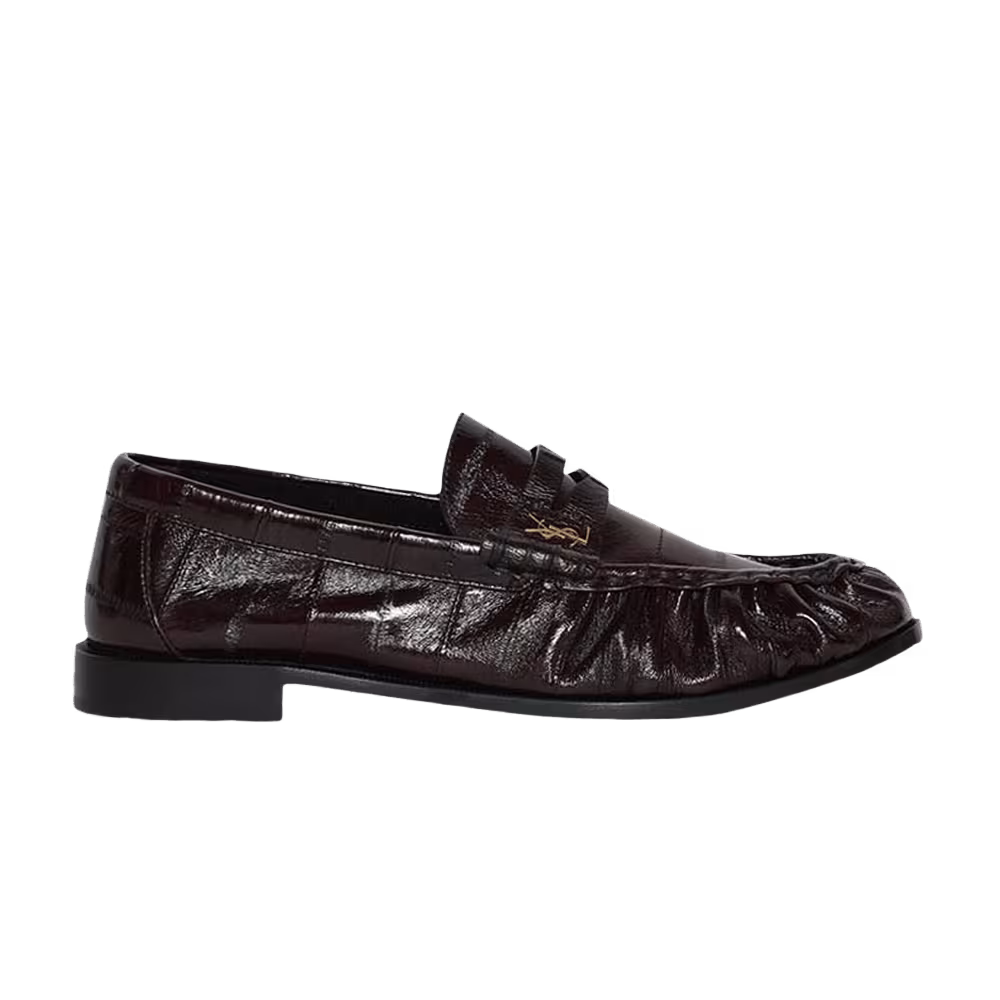 Saint Laurent Women's Le Loafer Penny Slippers Burnt Brown Glazed Eelskin