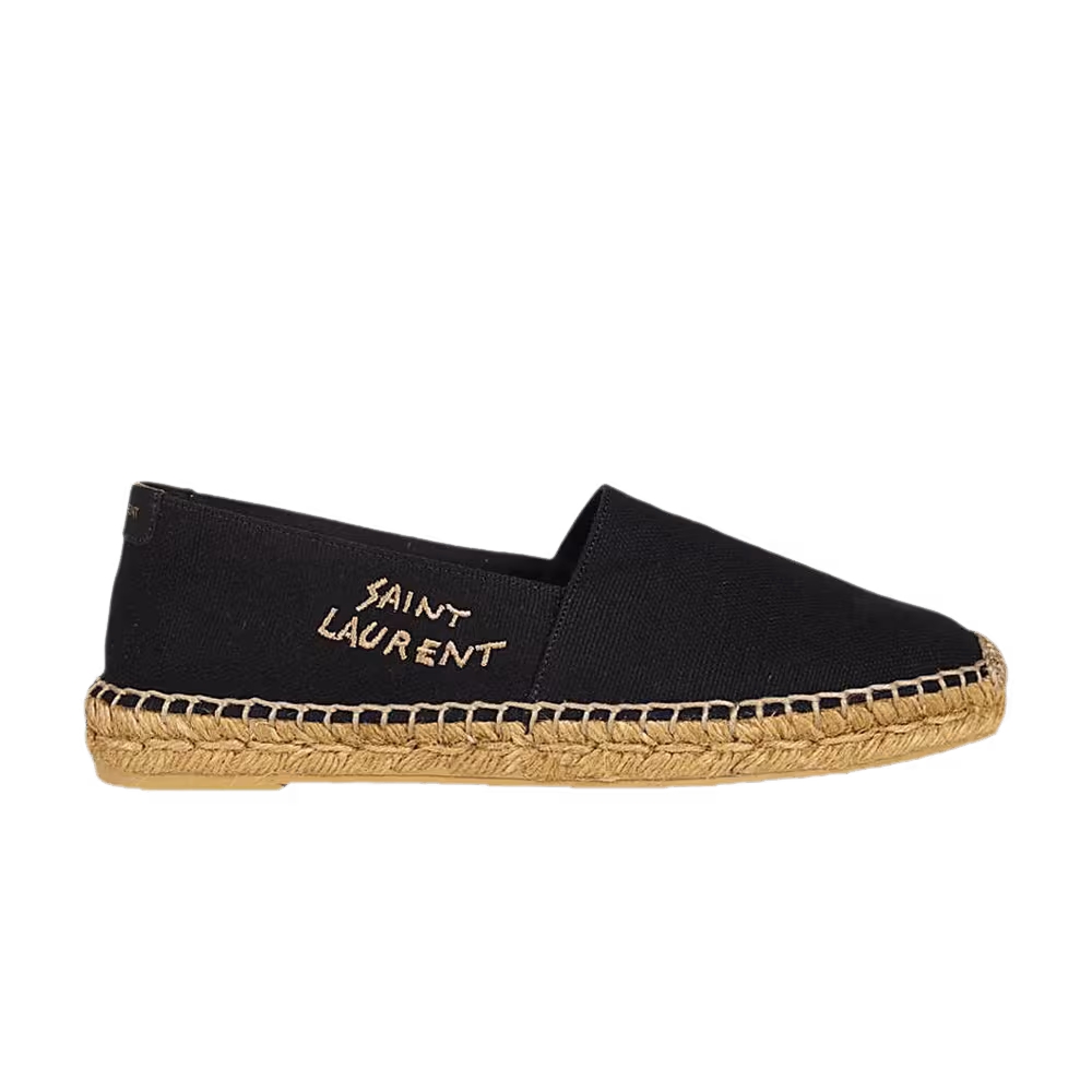 Saint Laurent Embroidered Espadrille Black