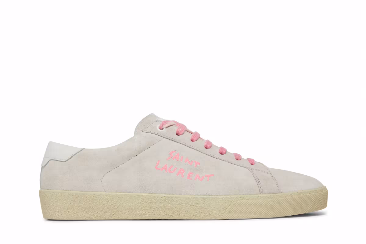 Saint Laurent SL-06 Signature Court Suede White Pink, view 2