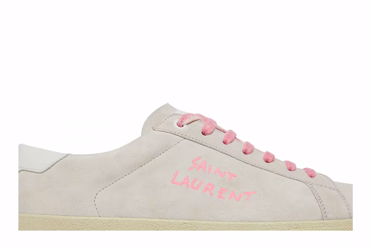 Saint Laurent SL-06 Signature Court Suede White Pink, view 3
