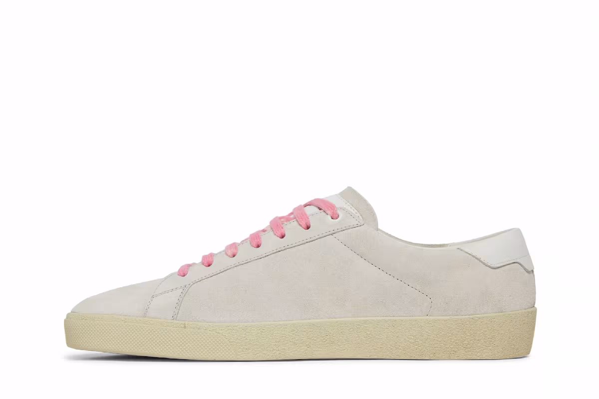 Saint Laurent SL-06 Signature Court Suede White Pink, view 4