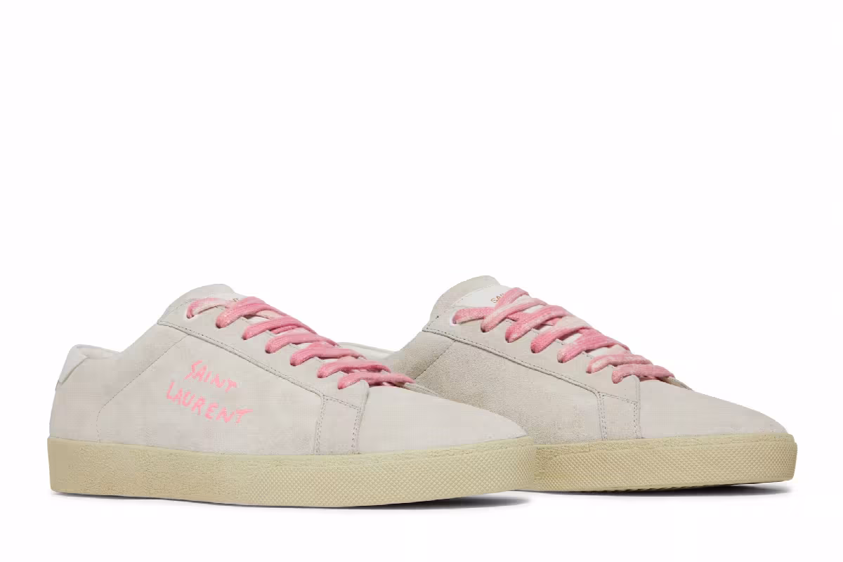 Saint Laurent SL-06 Signature Court Suede White Pink, view 9