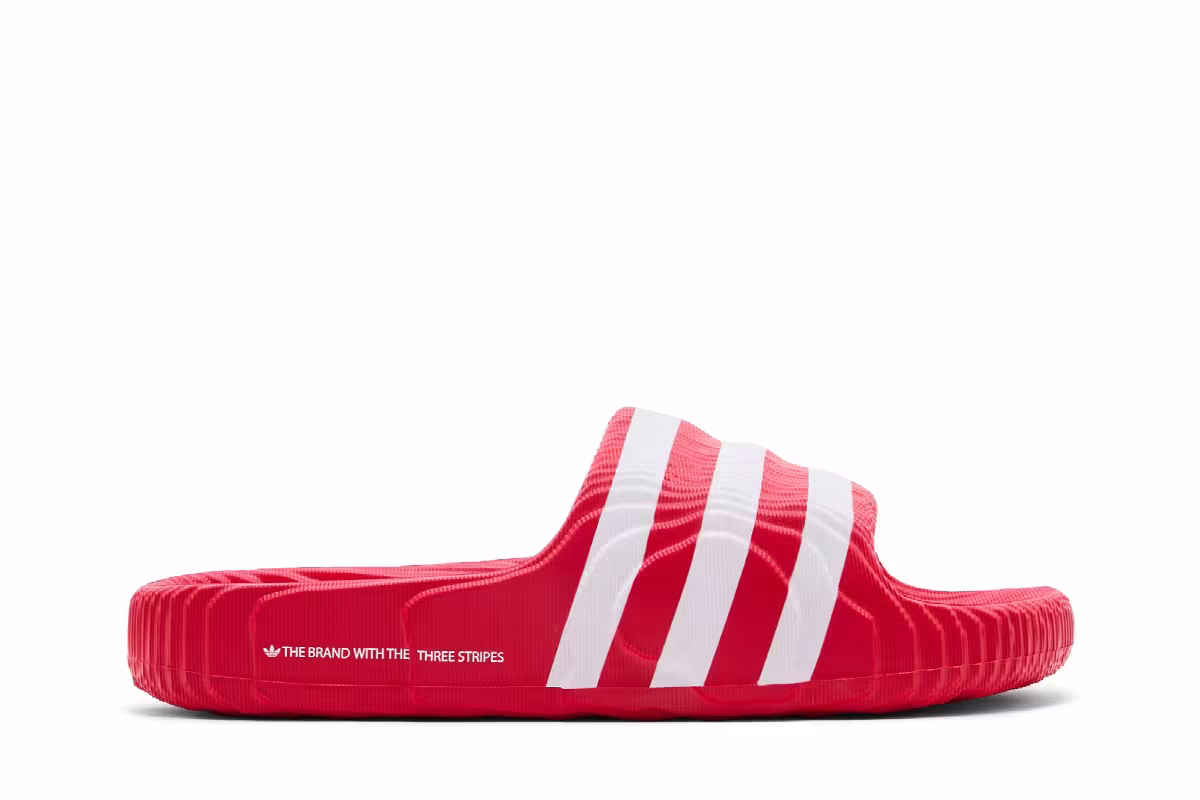 adidas Adilette 22 Slides Scarlet White, view 2