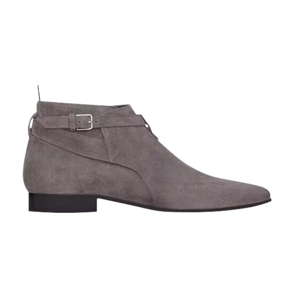Saint Laurent Jodhpur Cropped Ankle Boot Road Grey