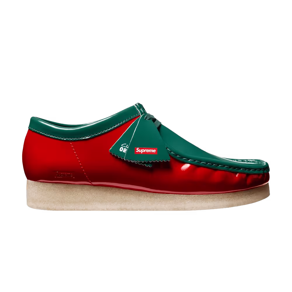 Supreme x Clarks Wallabee Patent Leather Pack - Green Red