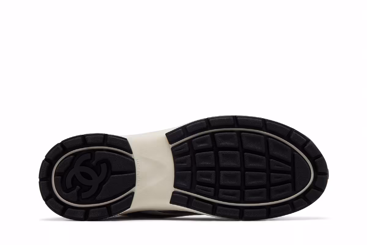 Chanel CC Logo Sneaker White Silver, view 5