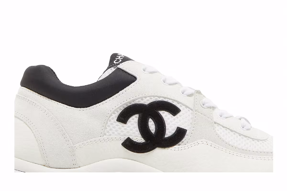 Chanel Women's CC Logo Sneaker White Black, view 3