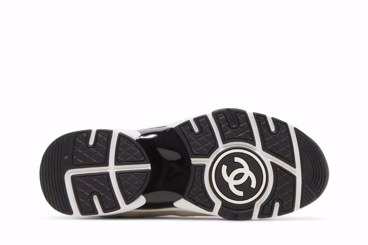 Chanel Women's CC Logo Sneaker White Black, view 5