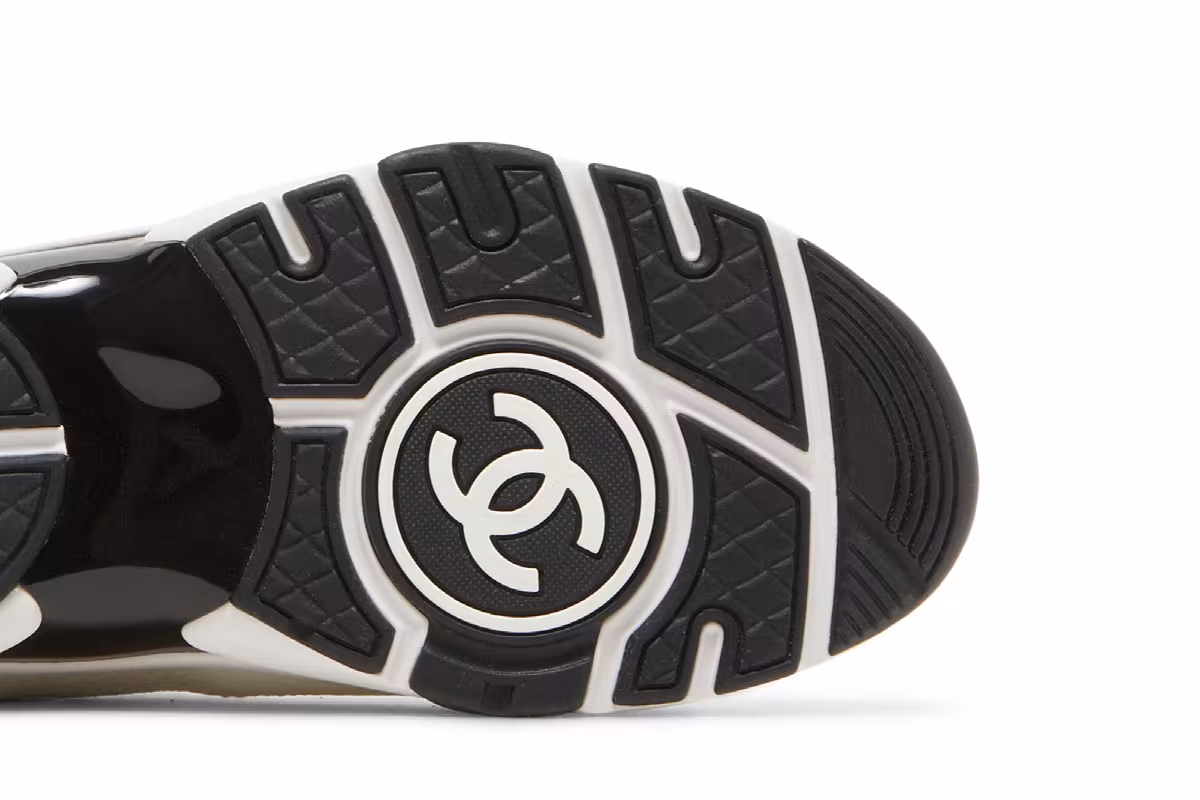 Chanel Women's CC Logo Sneaker White Black, view 6