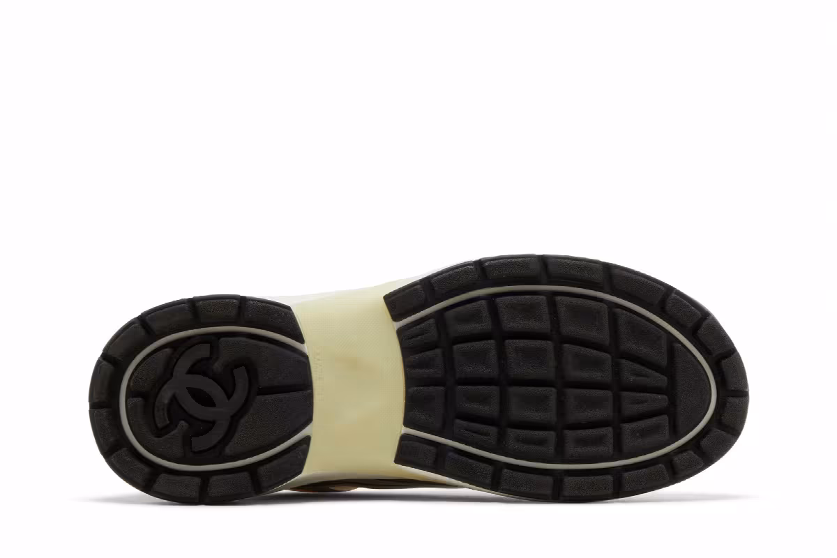 Chanel Women's CC Logo Sneaker White Silver, view 5