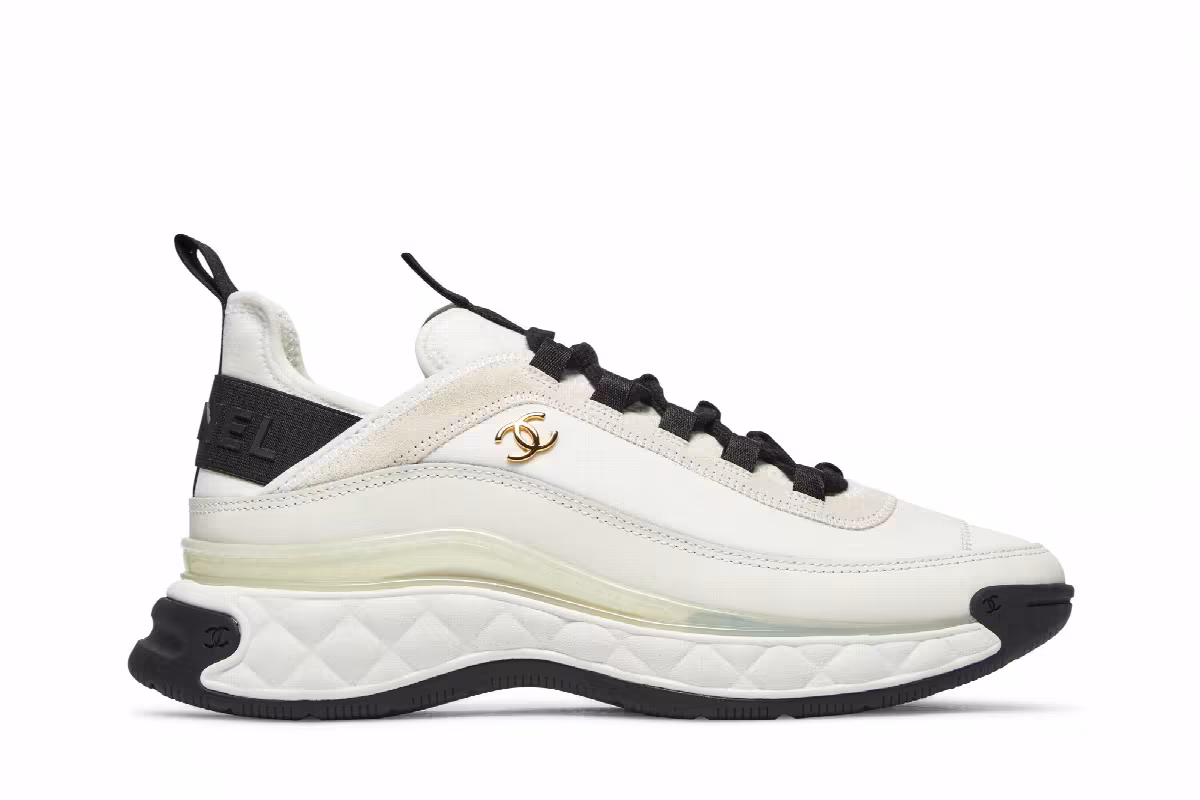 Chanel Women's Velvet Calfskin & Mixed Fibers Sneaker Ivory, view 2