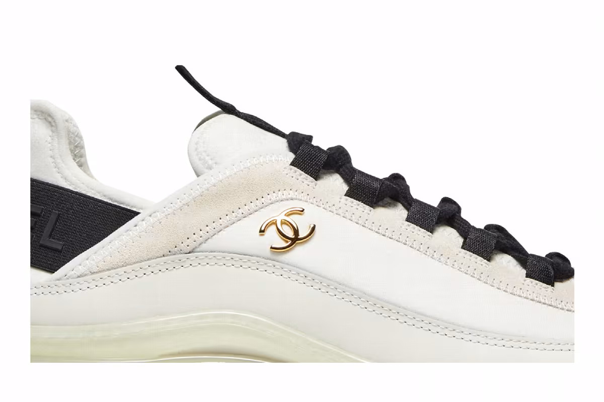 Chanel Women's Velvet Calfskin & Mixed Fibers Sneaker Ivory, view 3