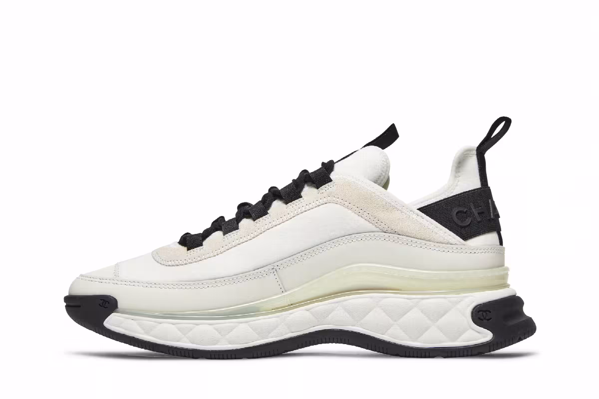 Chanel Women's Velvet Calfskin & Mixed Fibers Sneaker Ivory, view 4