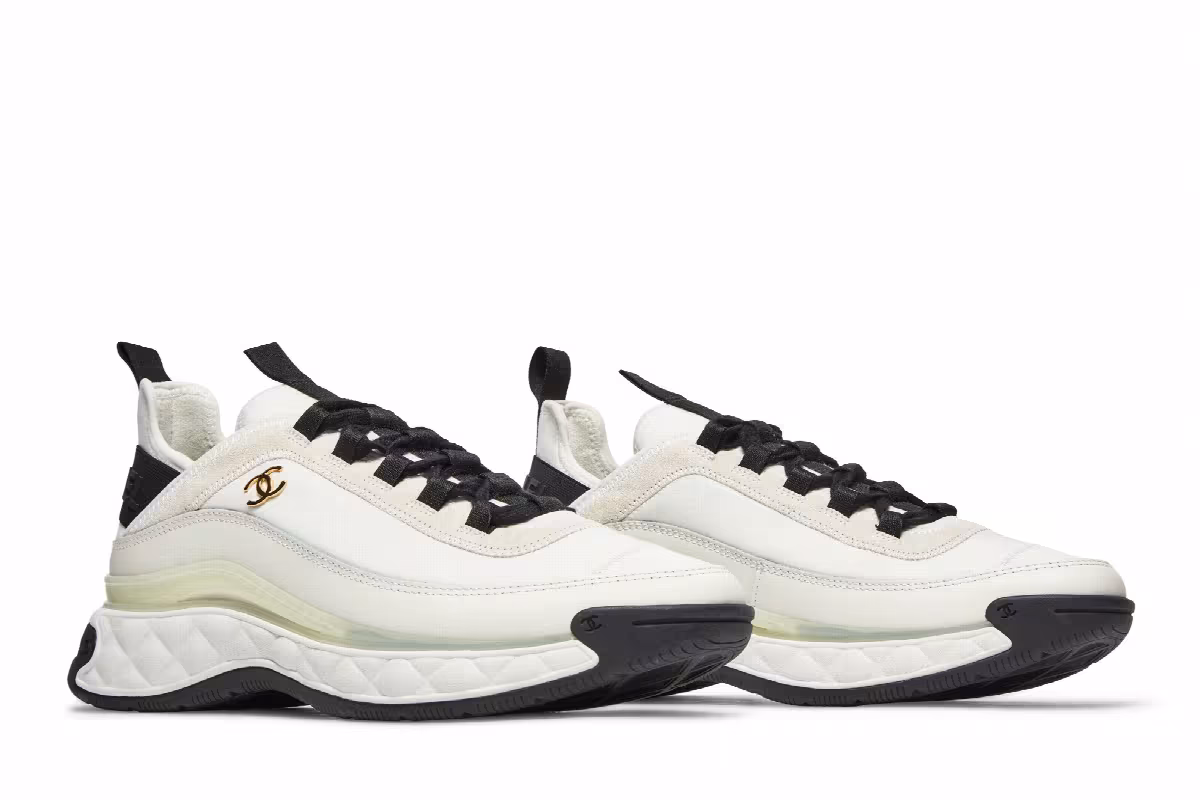 Chanel Women's Velvet Calfskin & Mixed Fibers Sneaker Ivory, view 9
