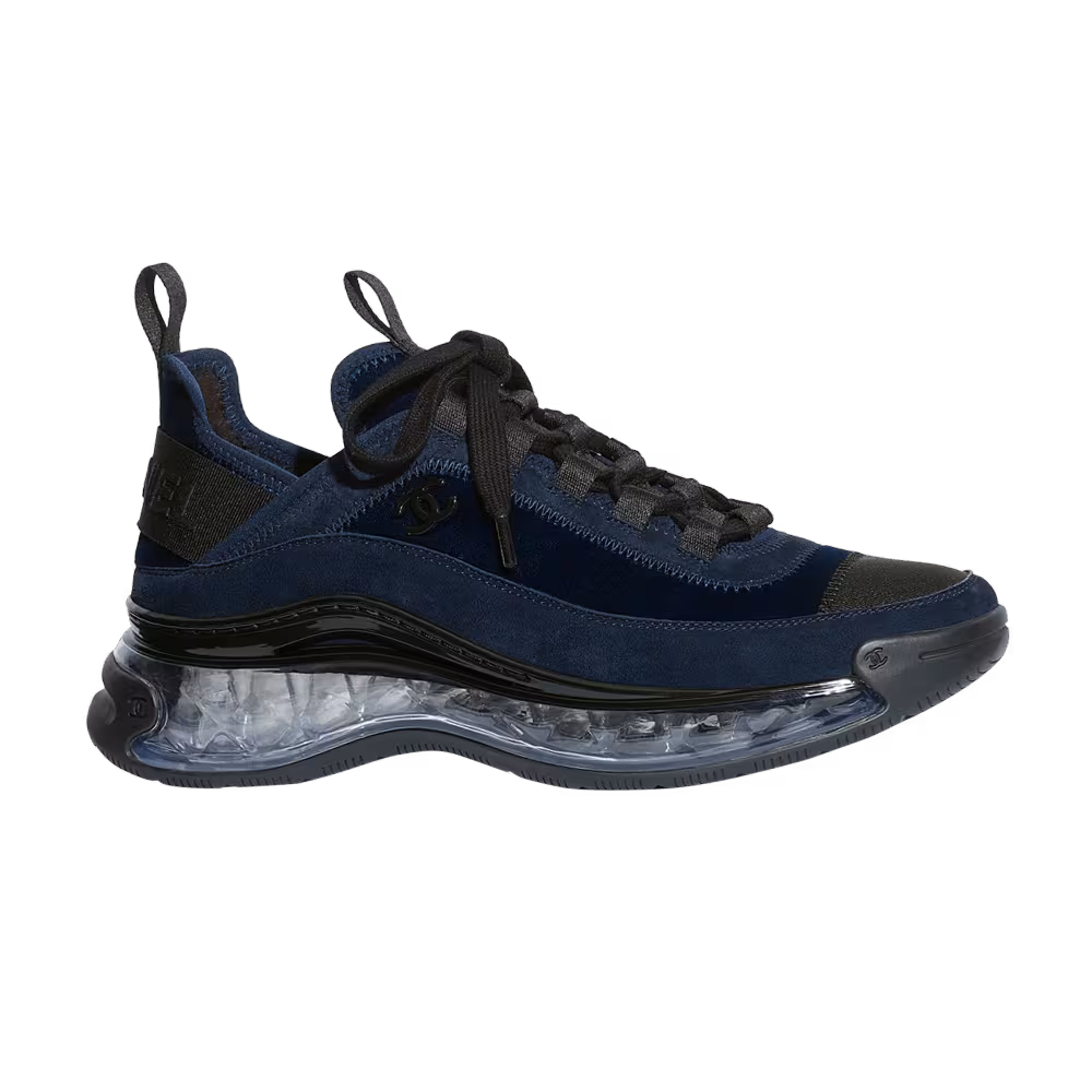 Chanel Women's Velvet Calfskin Grosgrain Sneaker Navy Blue