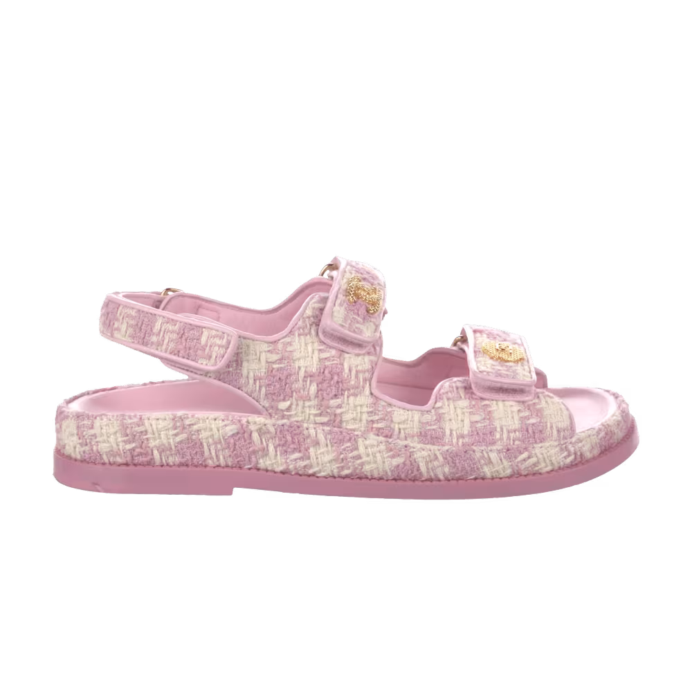 Chanel Women's Sandal Pink Ecru Tweed