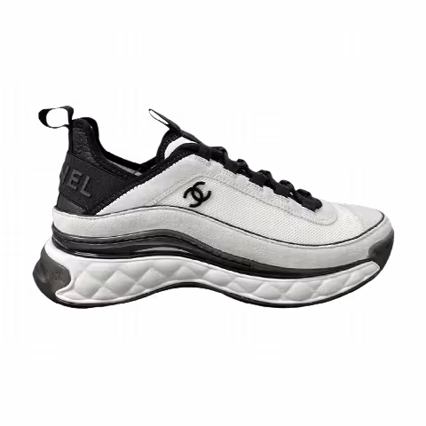 Chanel Wmns Velvet Calfskin & Mixed Fibers Sneaker 'White Black'