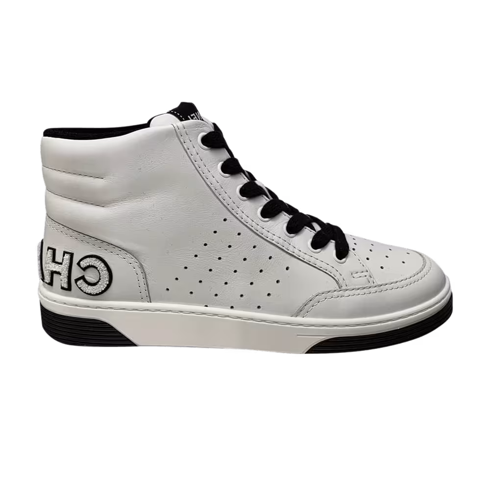 Chanel High Top Trainers White Black