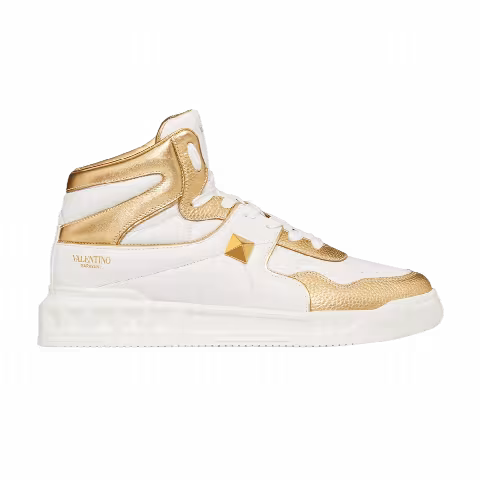 Valentino One Stud Mid 'White Metallic Gold'