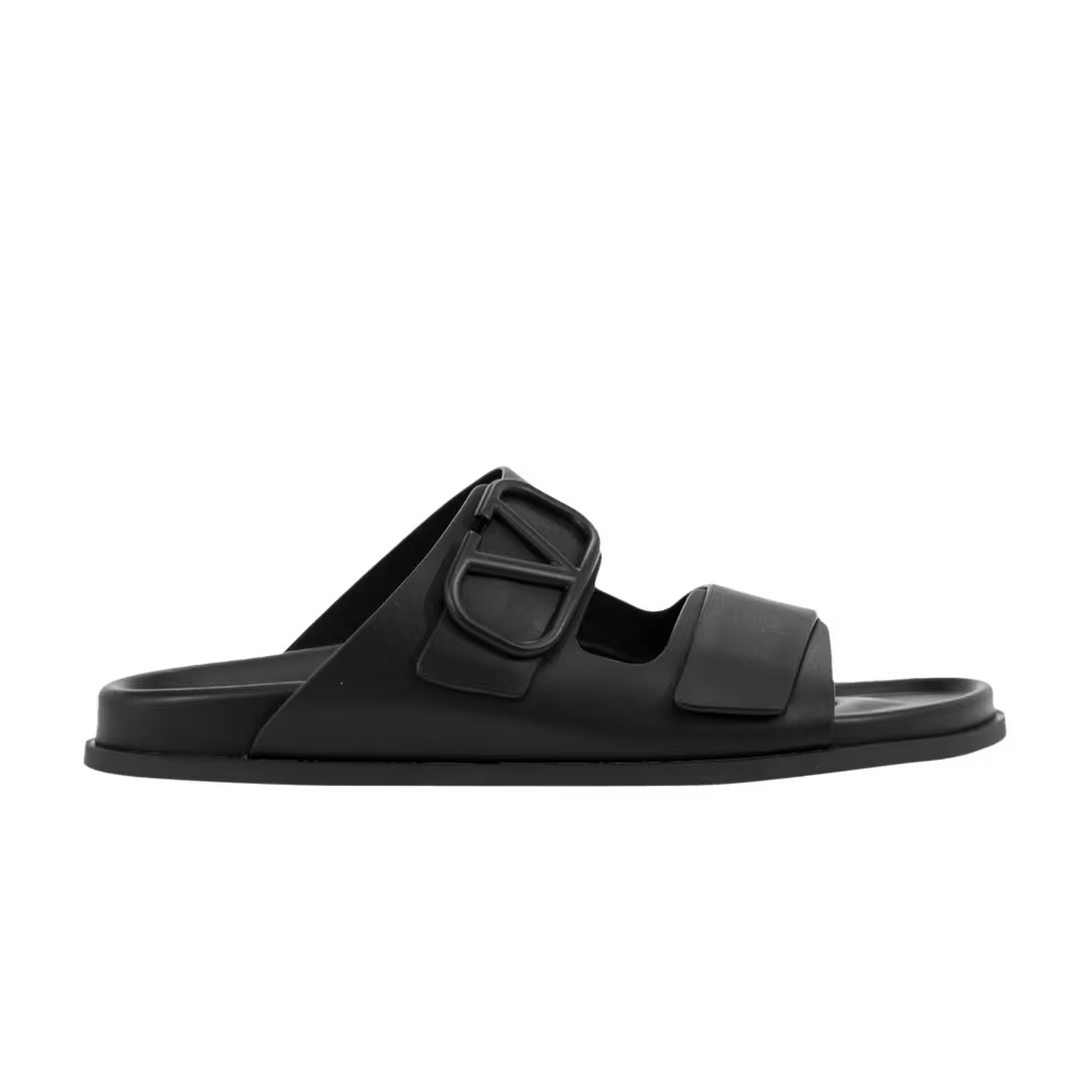 Valentino Double Strap Sandal Black VLogo Signature