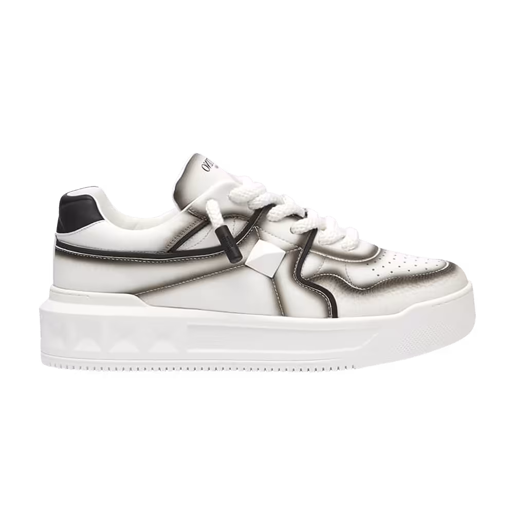 Valentino One Stud Low White Black Fade
