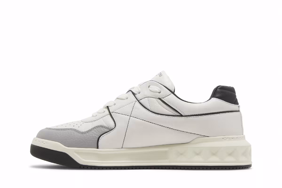 Valentino One Stud Low White Black, view 4