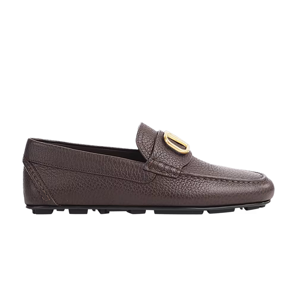 Valentino Driving Plaque Slip-On Loafer Brown