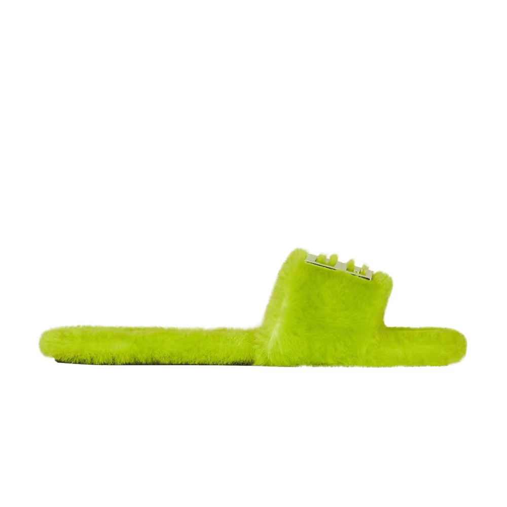 Givenchy Women's 4G Flat Mule Citrus Green Shearling