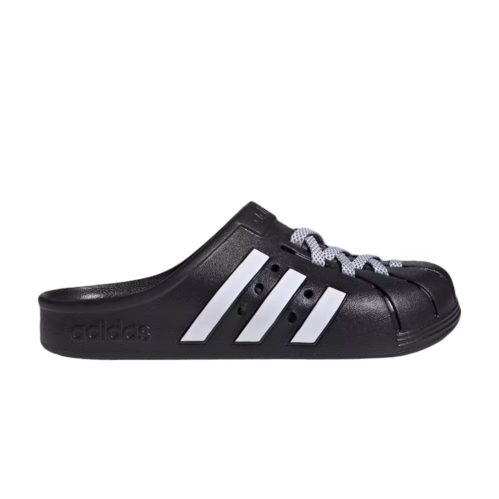Adidas Adilette Clog Black White Laces
