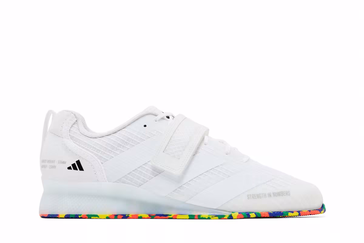 adidas Adipower Weightlifting 3 White Multi-Color Sole, view 2
