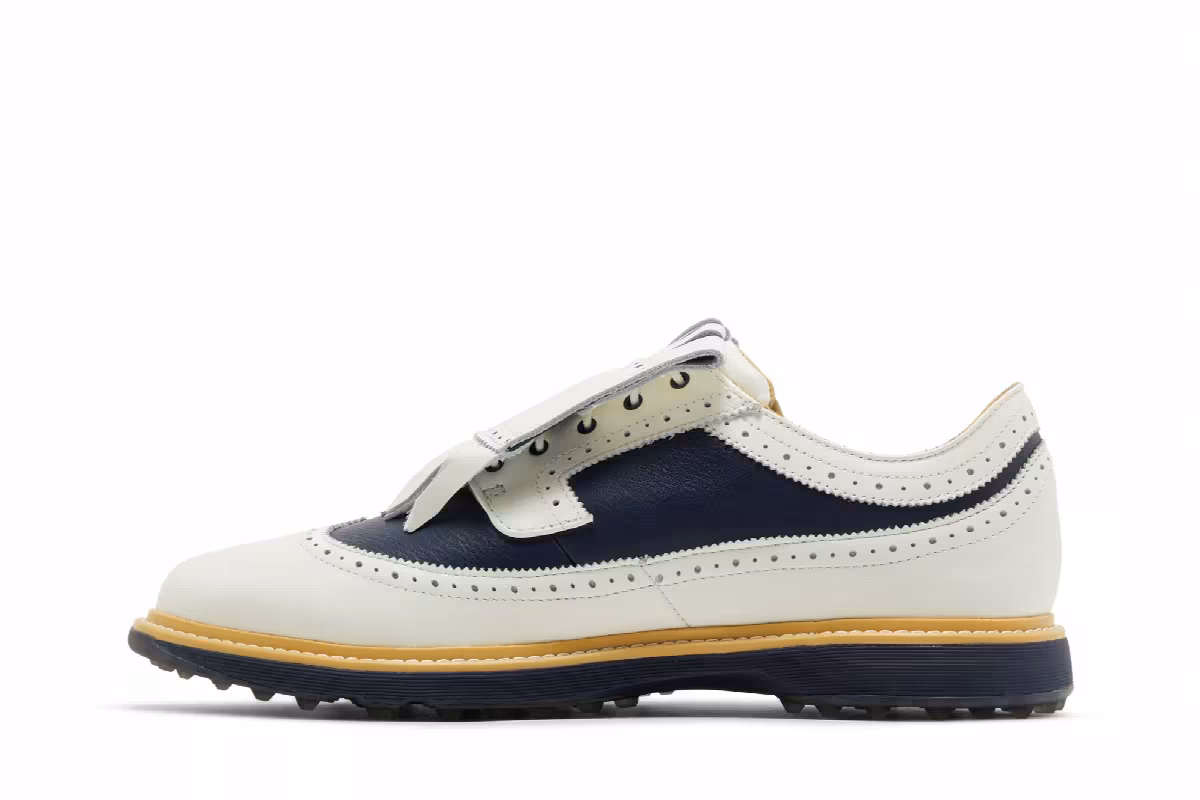Malbon Golf x adidas MC87 Spikeless Golf Off White Collegiate Navy, view 4